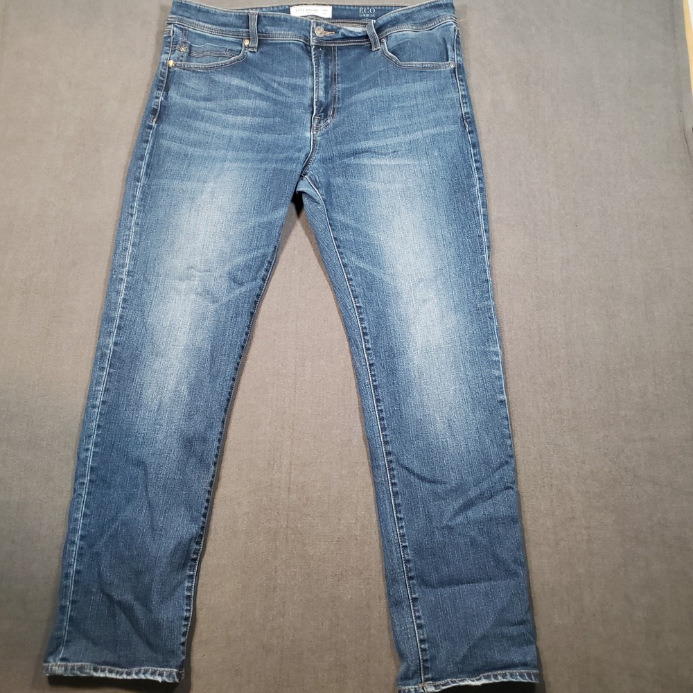 Liverpool Relaxed Straight Jeans Mens 38x32 Blue Eco-Logical Stretch Denim